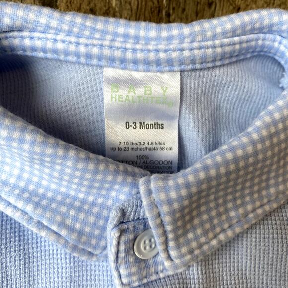 Vintage Baby Healthtex Blue Collared Embroidered Button Up Shirt Jacket 0-3 mo - Picture 8 of 8
